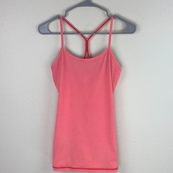 lululemon athletica Tops - Lululemon Coral Striped Power Y Tank Top